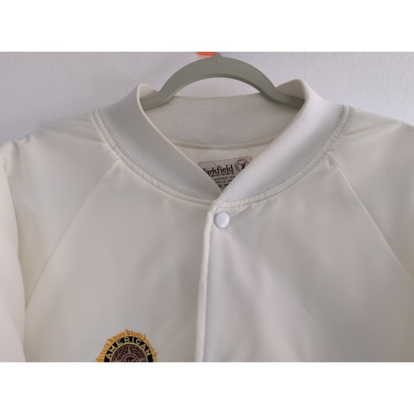 VTG Clarkfield Outdoors  Snap-button Varsity or Bomber Men's jacket XLT White - Picture 3 of 12